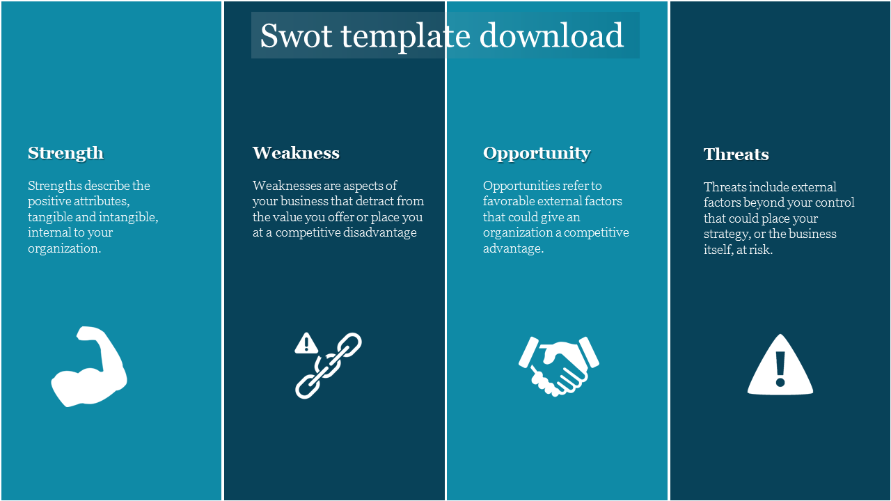 Customized SWOT Template Download Slide Design-Four Node
